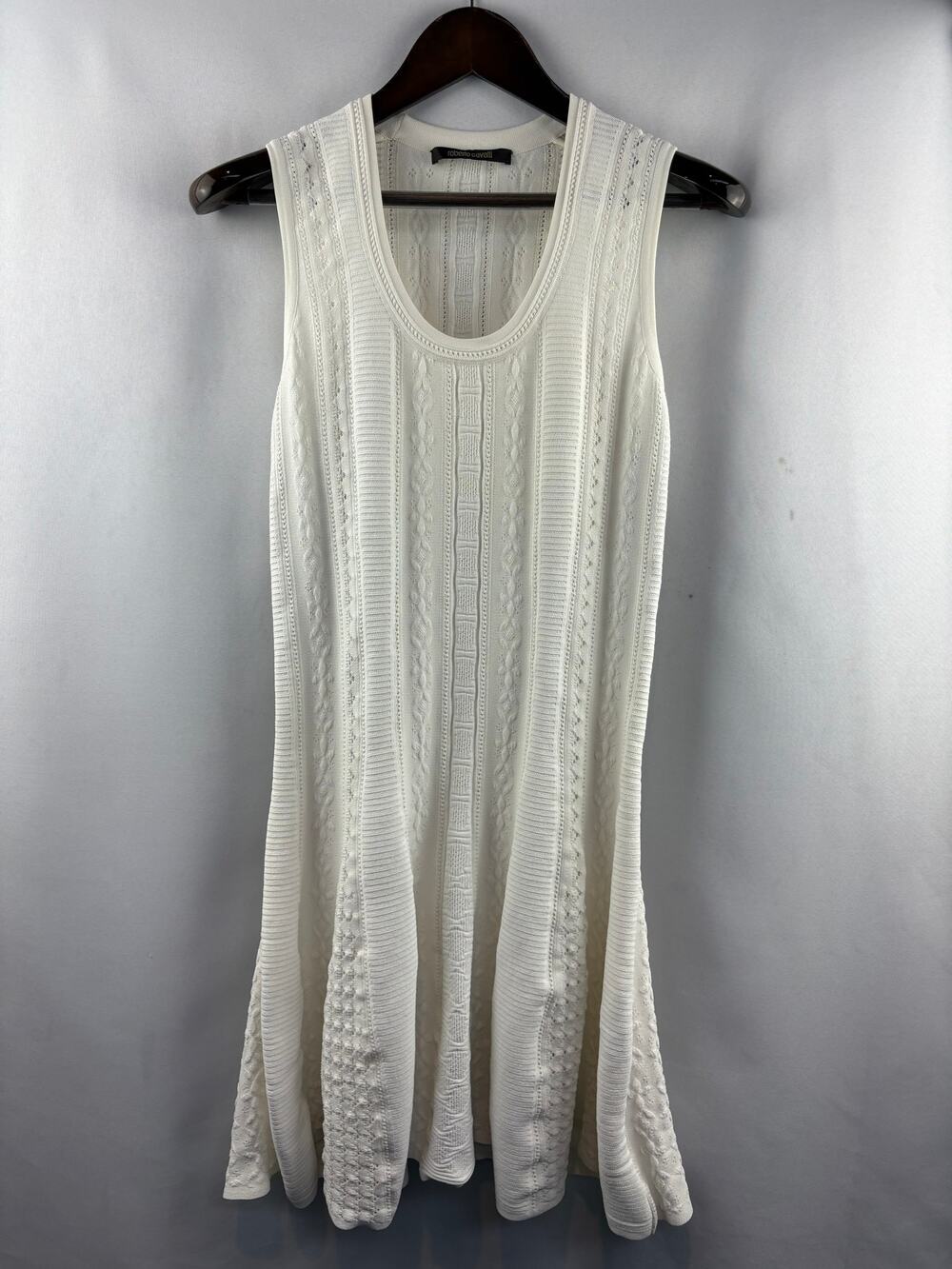 Women’s Roberto Cavalli Medium White Knit Sleeveless dress